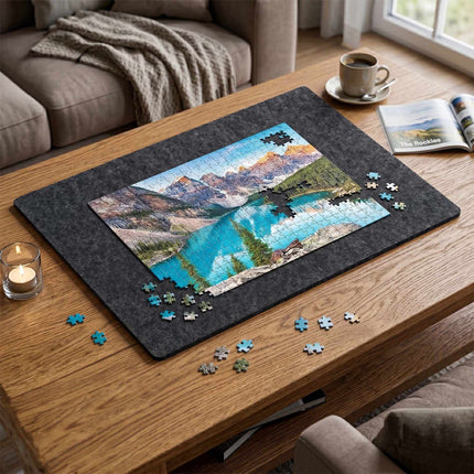 XL skládací plstěná podložka na puzzle – protiskluzový šedý povrch