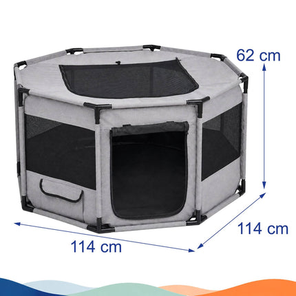 XL Indoor & Outdoor Puppy Playpen, Polyester, Grey/Black