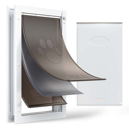 XL Pet Door – Metal Frame, 3 Magnetic Flaps, White