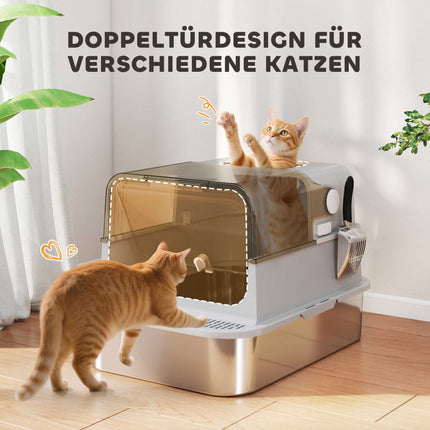 XXL Stainless Steel Litter Box, Easy Clean, for Large Cats