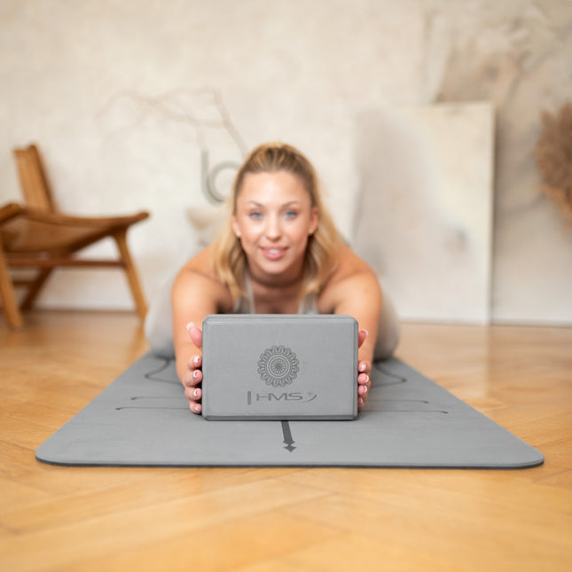 Yogablok, grijs, ondersteunend schuim