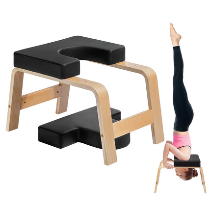 Yoga Headstand Bench, 300 lb Birch Wood Inversion Chair