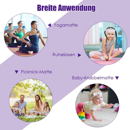 Yogamatte mit beidseitigem Anti-Rutsch-Design &amp; 2 verstellbaren Klettbändern lila