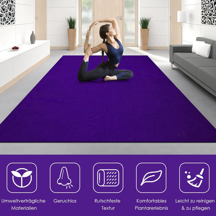 Yogamatte mit beidseitigem Anti-Rutsch-Design &amp; 2 verstellbaren Klettbändern lila