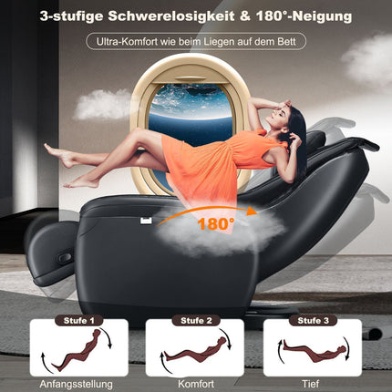 Masážní křeslo zero gravity pro celé tělo s vyhříváním, černé