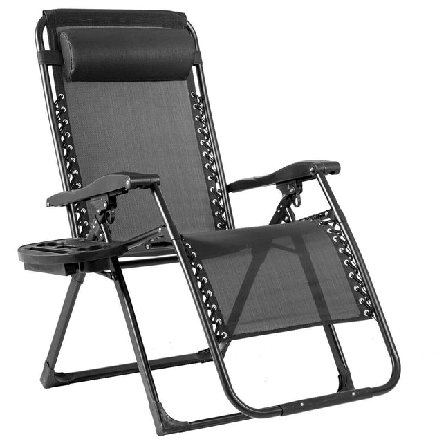 Relaxační lehátko zero gravity s držákem nápojů, 500 lb, černé