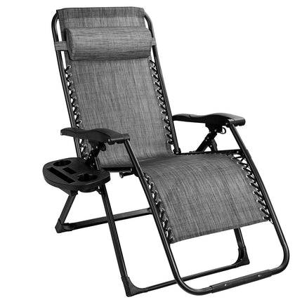 Relaxační lehátko zero gravity s držákem nápojů, 500 lb, šedé