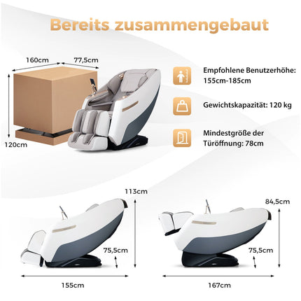 Masážní křeslo zero gravity shiatsu s vyhříváním a vzduchovou masáží