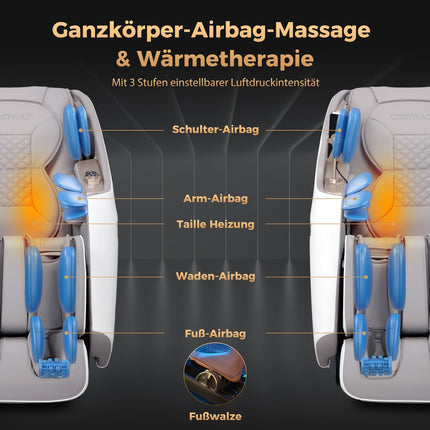 Masážní křeslo zero gravity shiatsu s vyhříváním a vzduchovou masáží