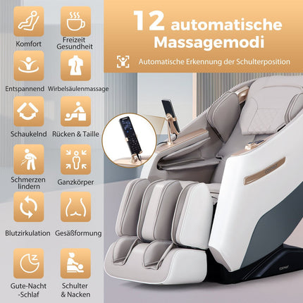 Masážní křeslo zero gravity shiatsu s vyhříváním a vzduchovou masáží
