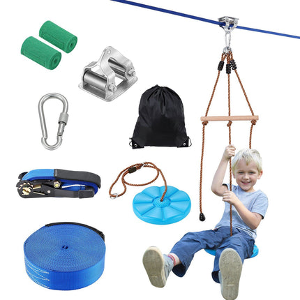 Zip Line Kit, 52 Ft, 500 Lb, Harness, Seat, Handlebar