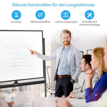 mobilní magnetická velká otočná oboustranná tabule 360° otočná 90 x 120 cm černá + bílá