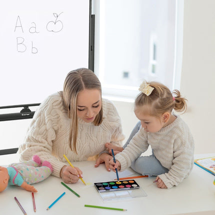 mobilní magnetická velká otočná oboustranná tabule 360° otočná 90 x 120 cm černá + bílá