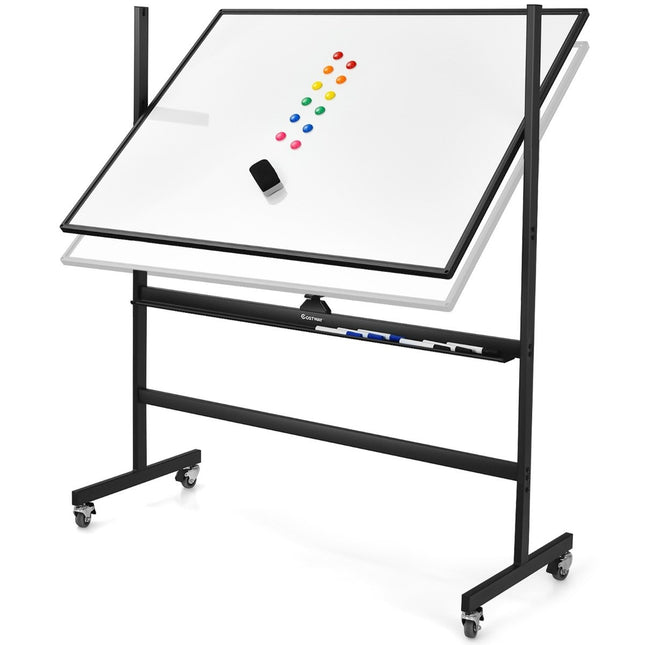 mobilní magnetická velká otočná oboustranná tabule 360° otočná 90 x 120 cm černá + bílá
