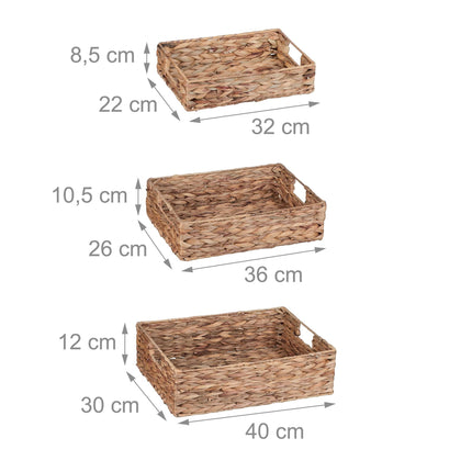 sada 3 podnosů z vodního hyacintu