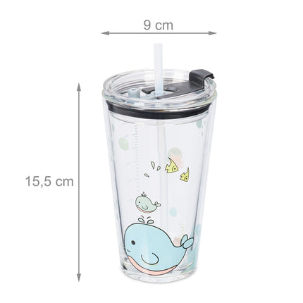 set of 4 children's glasses with whale motif