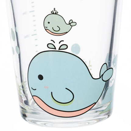 set of 4 children's glasses with whale motif