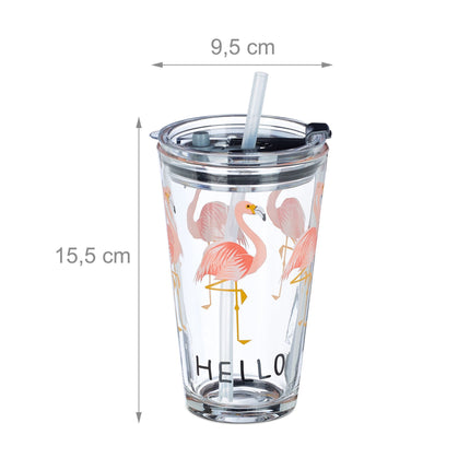 sada 4 skleněných lahví Flamingo