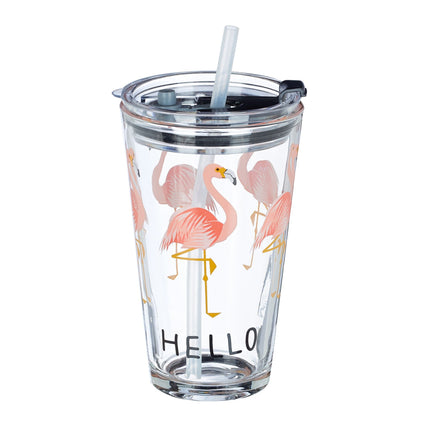 sada 4 skleněných lahví Flamingo