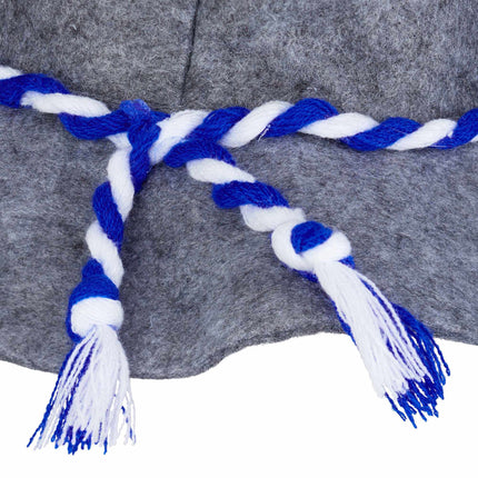 set of 5 Seppel hats with blue and white cord