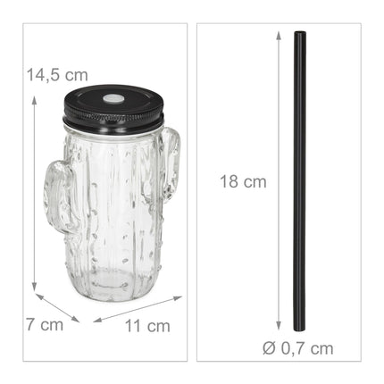 sada 8 sklenic na pití Cactus s brčkem
