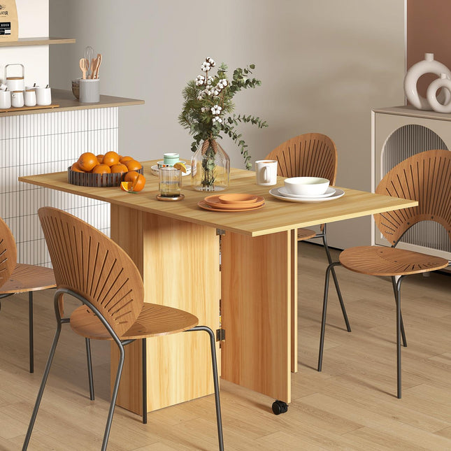 Malý skládací jídelní stůl, 140cm, úsporný, teak