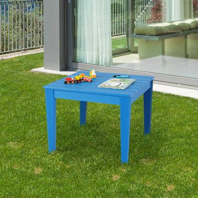 čtvercový dětský stůl odolný vůči povětrnostním vlivům odolný hrací stůl modrý 64,5 cm x 64,5 cm