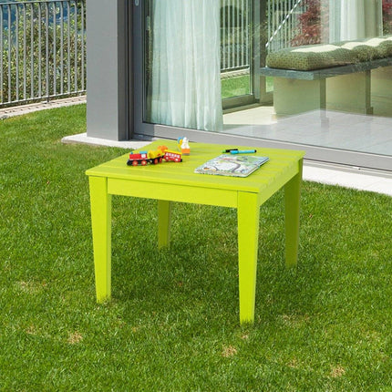 čtvercový dětský stůl odolný proti povětrnostním vlivům, trvanlivý hrací stůl zelený 64,5 cm x 64,5 cm