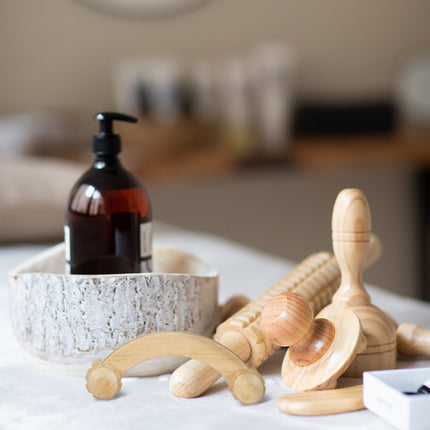 wooden massage set in 2 parts